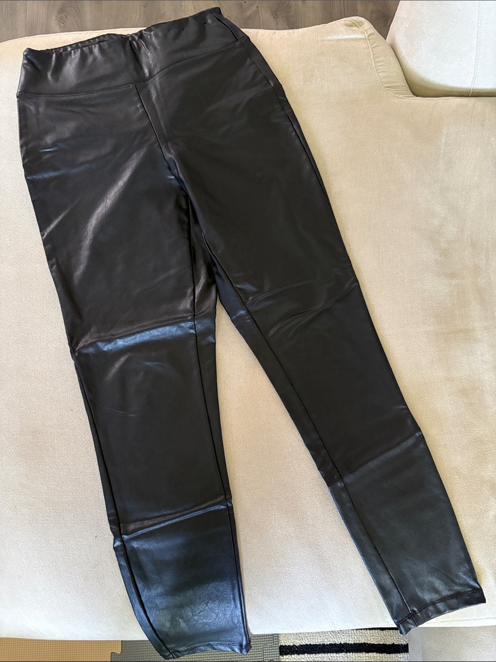 Rewash Black Faux Leather Leggings